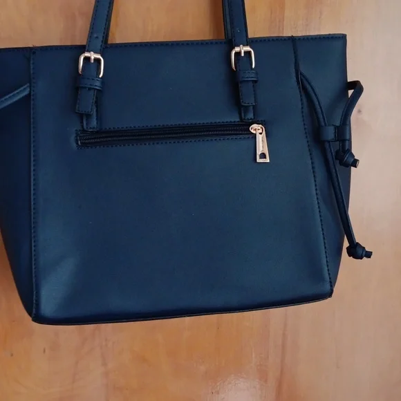 Mark & Keith Elegant Navy Blue Tote Bag, EUC